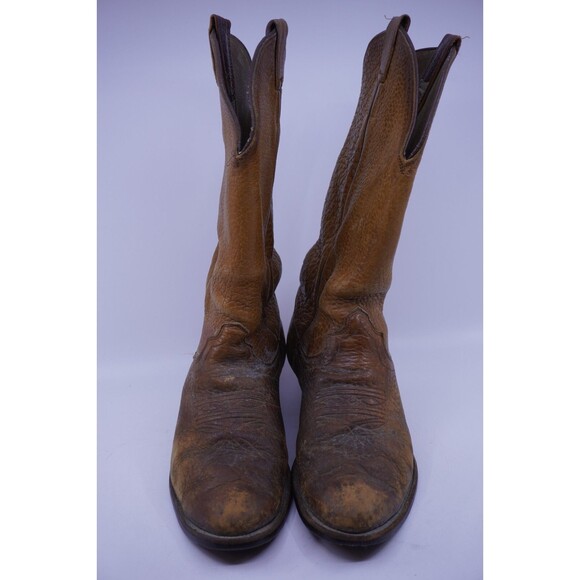 Vintage Olathe Boots Men Size 9.5 E Wide Tall Riding Brown Leather Western USA - Picture 2 of 10